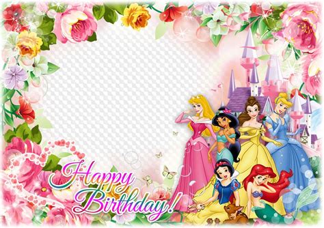 7 PNG, photo frame, Birthday with cartoon characters