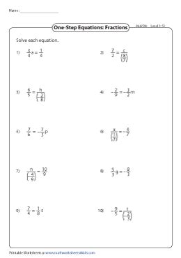 Solving One-Step Equations Multiplication And Division Worksheet Answer ...