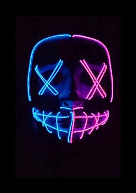 Purge Halloween Deluxe Double Color Neon Glow Mask 2020 | Etsy