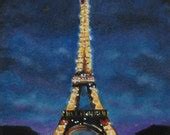Items similar to Eiffel Tower - 5" x 7" Oil Painting on hardboard panel on Etsy