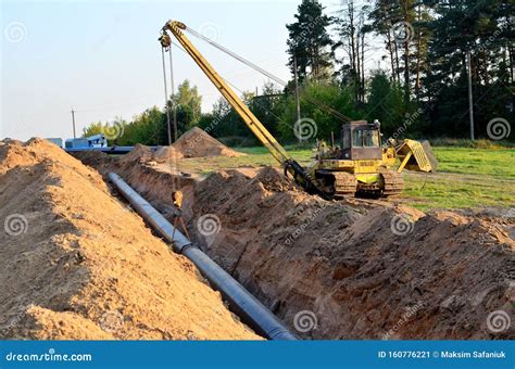 Natural Gas Pipeline Construction Work. Stock Image - Image of long ...