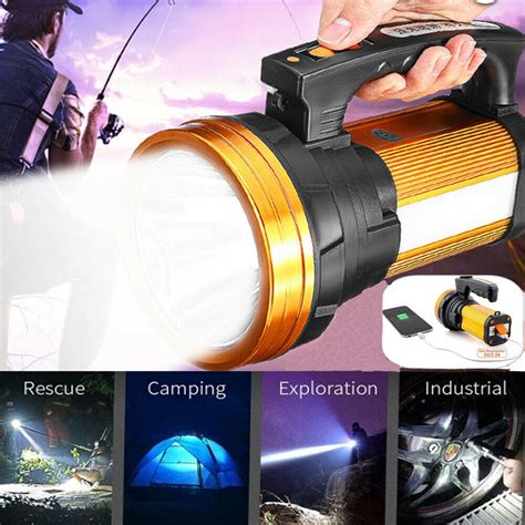 Super Bright LED Searchlight Rechargeable Handheld Spotlight Flashlight ...