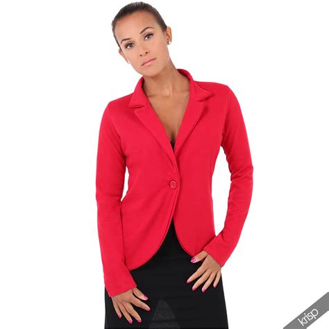 Damen Fashion Blazer Slim Fit Jersey Sommer Jacke Sakko Freizeit Büro Office | eBay