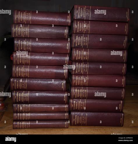 Volumes of Leather Bound Encyclopedia Britannica 11th Edition Series Stock Photo - Alamy