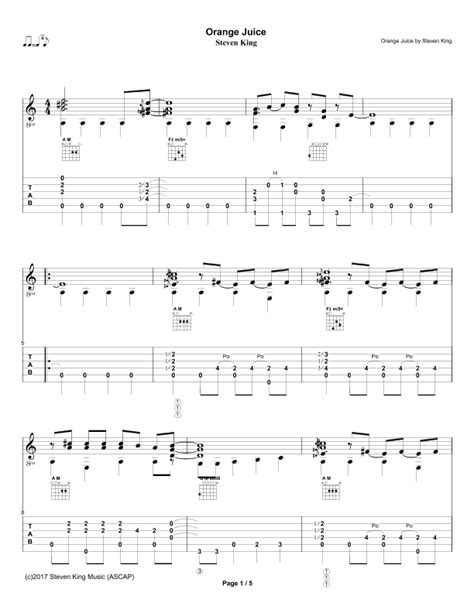 Orange Juice Sheet Music | Steven King | Solo Guitar