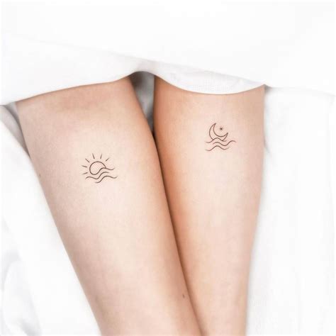 Matching sun and moon tattoo for couple, done in fine Simple Couples ...