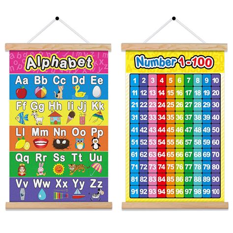 Buy 2 Pieces Educational Preschool s Canvas Alphabet Chart Educational ...