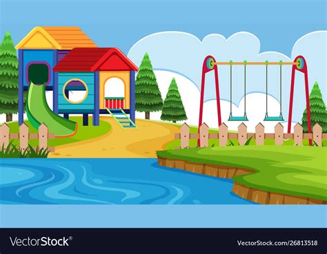 Landscape background design with playground Vector Image