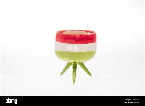 colorful handmade ceramic cactus pots on white background isolated ...