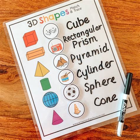 3D Shapes Printable Matching Game Three Dimensional Shape | Etsy