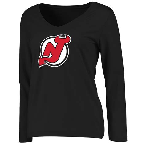 Women's New Jersey Devils Black Primary Logo Long Sleeve T-Shirt