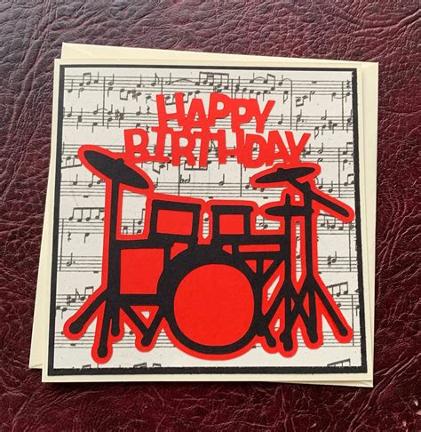 Birthday Card, Handmade, Drums, Music, Musical, Instrument, for Him, for Her, Notes - Etsy