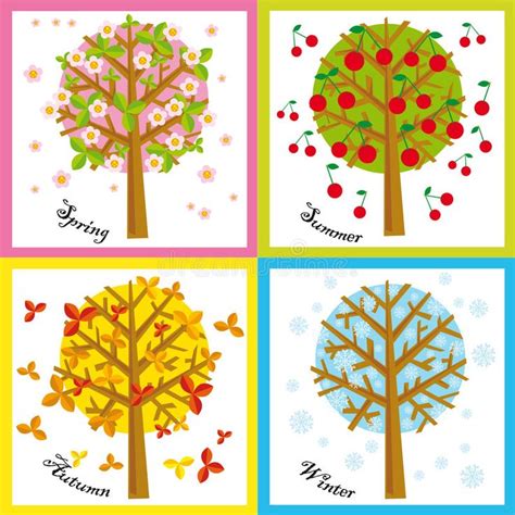 4 seasons stock vector. Illustration of four, flora, cherry - 6558640 ...