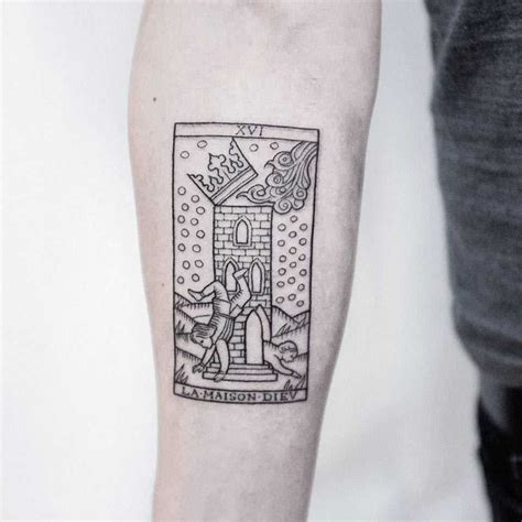 Tarot card medieval style tattoo by Dogma Noir - Tattoogrid.net