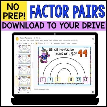 Factor Rainbow Math Google Slides by Setting the Standard | TPT