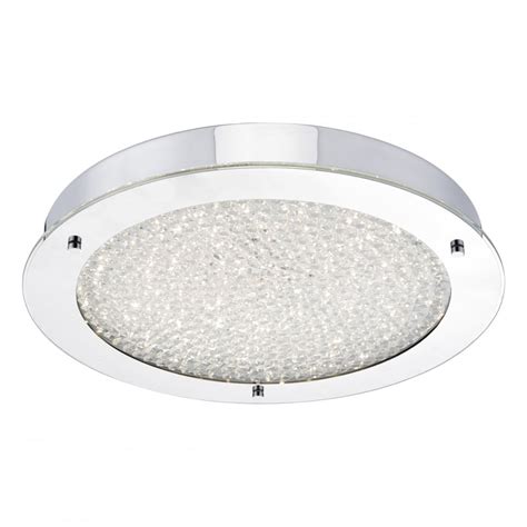 Dar Lighting Peta Bathroom Large Crystal Flush Ceiling Light In ...