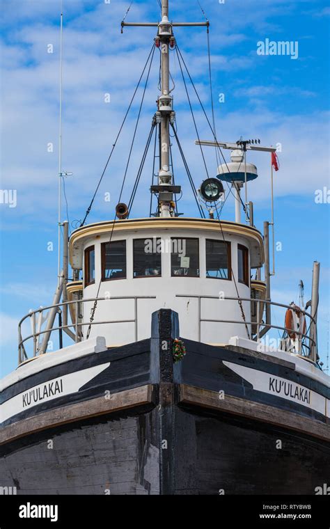 Front view of a heritage commercial fishing boat Stock Photo - Alamy