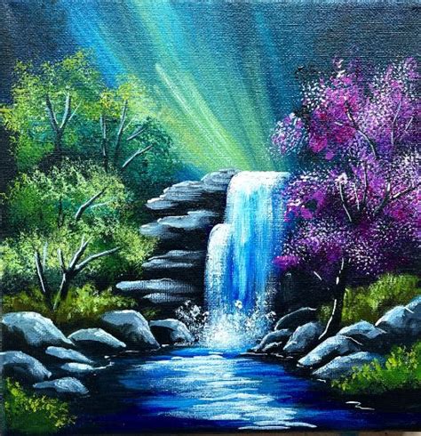 EASY Waterfall Landscape How To Paint Acrylics For Beginners: Paint Night At Home | The Art Sherpa