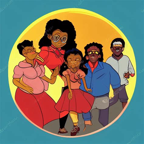 Futuristic African American Cartoonish Family Graphic · Creative Fabrica