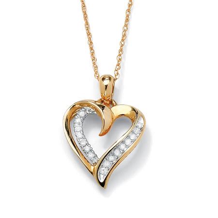 1/10 TCW Round Diamond Heart Pendant Necklace in 10k Gold 18" at ...