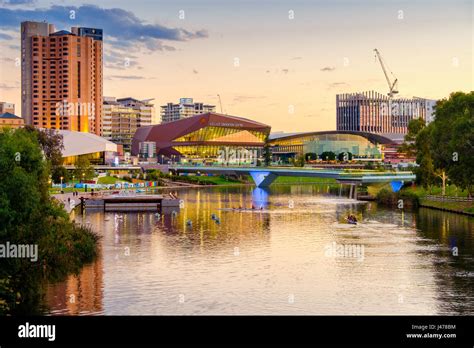 Adelaide, Australia - April 05, 2017: Adelaide city skyline at sunset ...