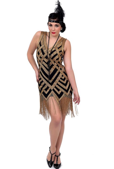 Black + Gold Art Deco Beaded Flapper Dress | Deco Shop