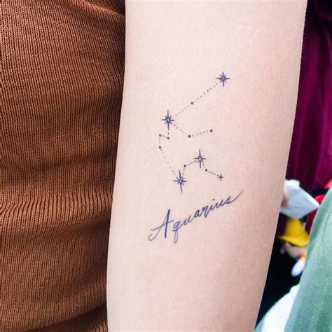 Aquarius Tattoo Mini Minimal Zodiac Tattoo Constellation - Etsy France | Aquarius tattoo ...