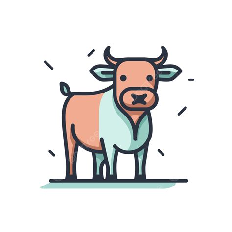 Cow Vector Icon Isolated Outline Isolated Color, Cattle, Lineal Icon, Flat Icon PNG and Vector ...