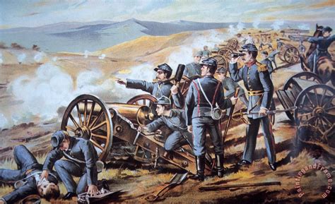 American School Federal field artillery in action during the American Civil War painting ...