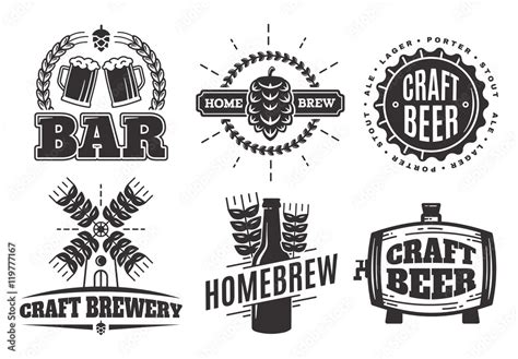 Vector vintage craft beer logos. bar labels, emblems and design elements Stock Vector | Adobe Stock