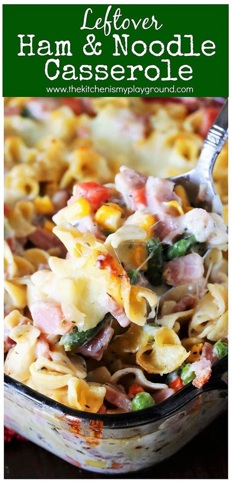 Cheesy Leftover Ham & Noodle Casserole Recipe