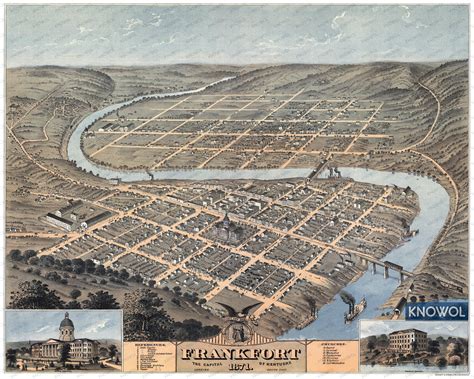 Beautifully restored map of Frankfort, Kentucky from 1871 - KNOWOL