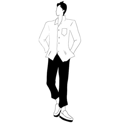 Premium Vector | A man in a white shirt and black pants stands in front of a white background.