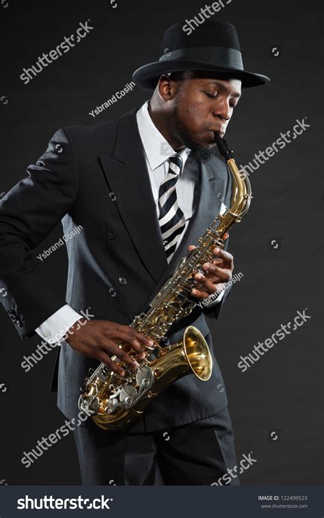 Black American Jazz Saxophone Player. Vintage. Studio Shot. Stock Photo 122499523 : Shutterstock