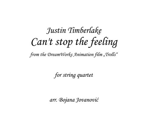 Can't stop the feeling Justin Timberlake Sheet music - for String quartet