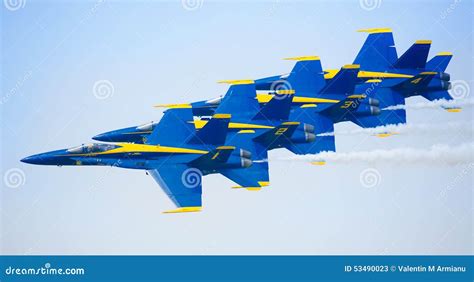 Blue Angels Navy Fighter Jet Performing Aerial Stunts Editorial Image ...