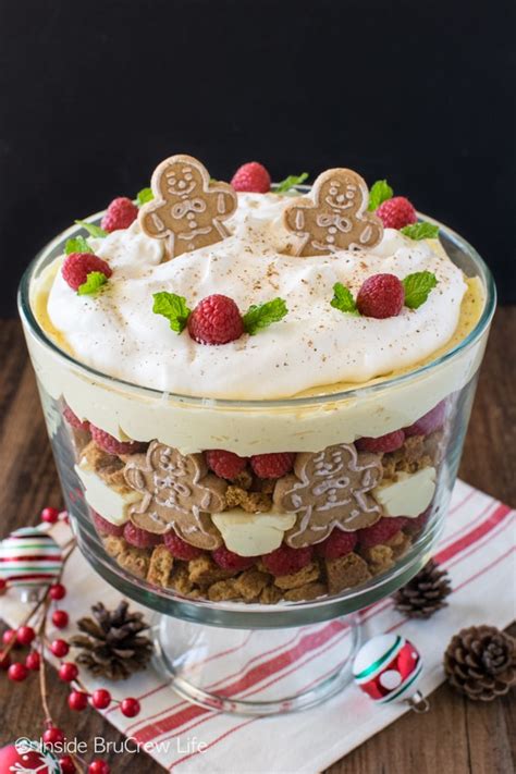 No Bake Eggnog Cheesecake Trifle - gingersnaps, raspberries, & eggnog ...