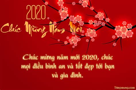 Thiệp chúc tết năm mới 2020 hoa đào cực đẹp