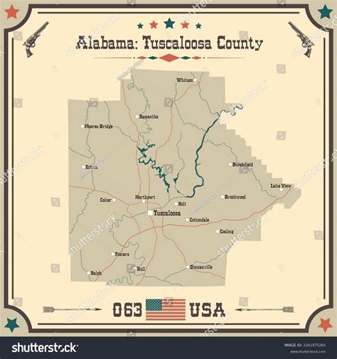 Large Accurate Map Tuscaloosa County Alabama Stock Vector (Royalty Free ...