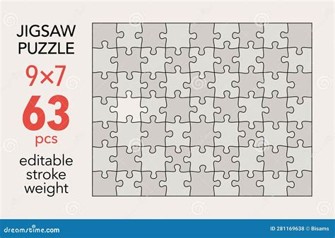 Empty Jigsaw Puzzle Grid Template, 4x4 Shapes, 16 Pieces. Separate ...