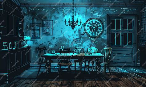 Premium Photo | Rustic Dining Room With a Farmhouse Table Vintage Chandelier Interior Room Neon ...