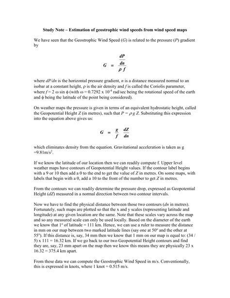 Estimation of geostrophic wind speeds from wind speed maps