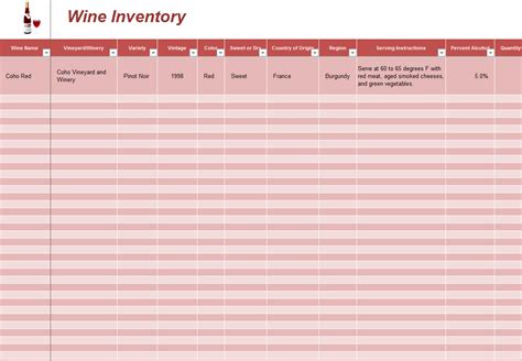 Wine Inventory Template