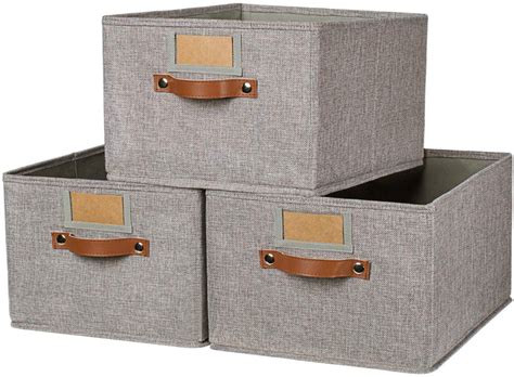 Foldable Storage Baskets for Shelves Set of 3, Fabric Storage Bins with ...