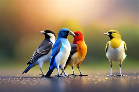 Premium Photo | A group of birds with one of them looking at the other