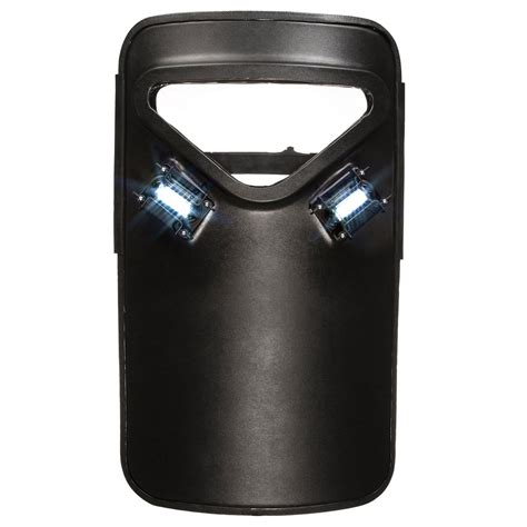 a black water bottle with two lights on it