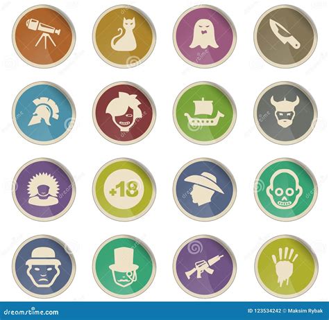 Cinema genres icon set stock vector. Illustration of detective - 123534242