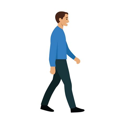 Man walking character isolated on white background. Side view illustration with vector 8572887 ...