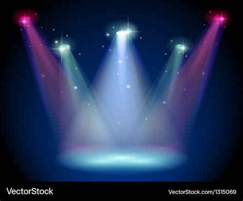 A stage with colorful spotlights Royalty Free Vector Image