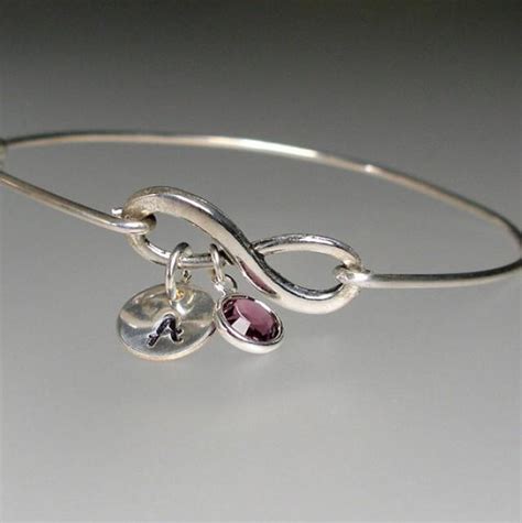 Infinity Birthstone Bangle Bracelet, Personalized Bracelet, Mothers Day Bracelet, Bridesmaid ...